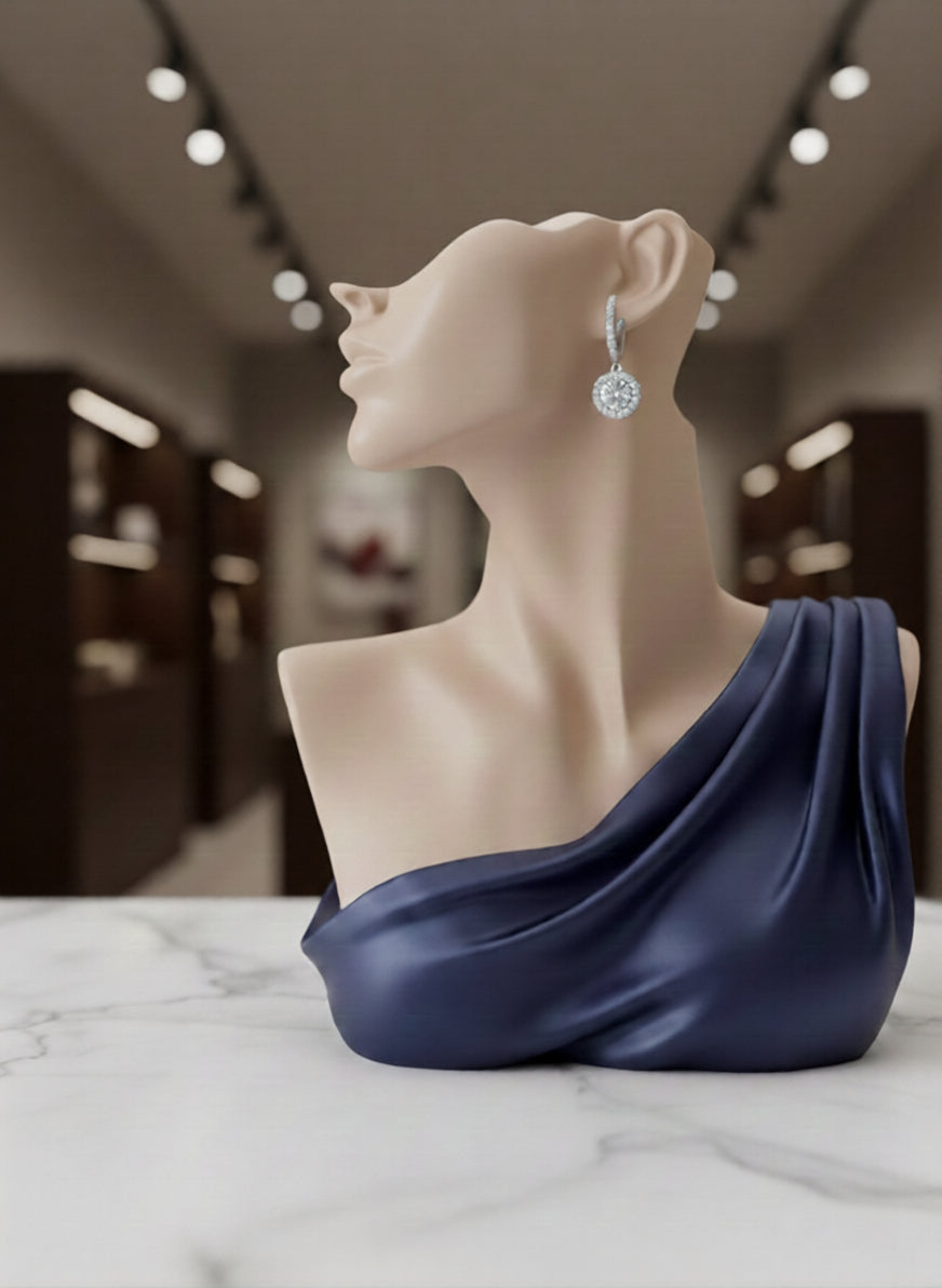 Diamond Halo Drop Earrings