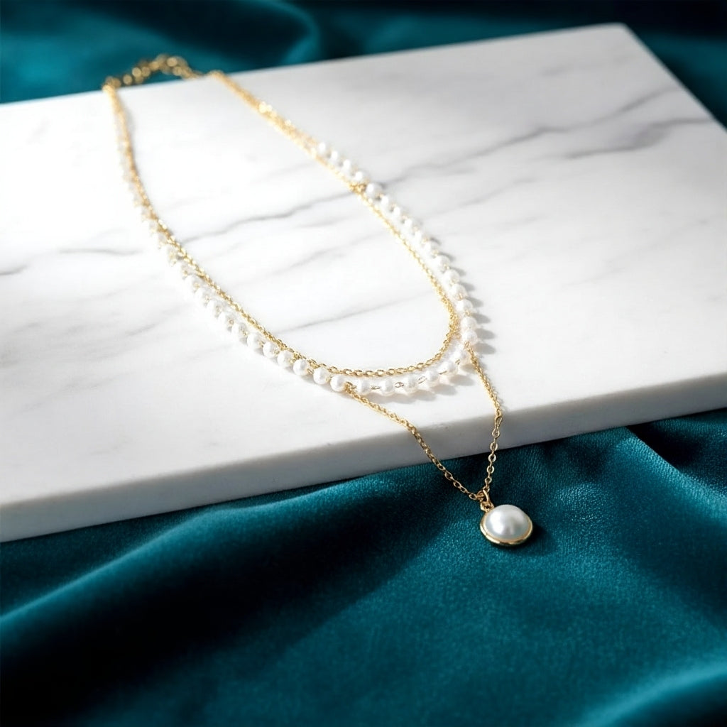Gold & Pearl Chain Necklace