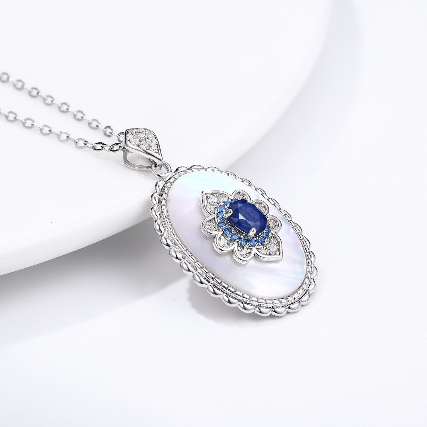 Celestia Sapphire Bloom Pendant Necklace