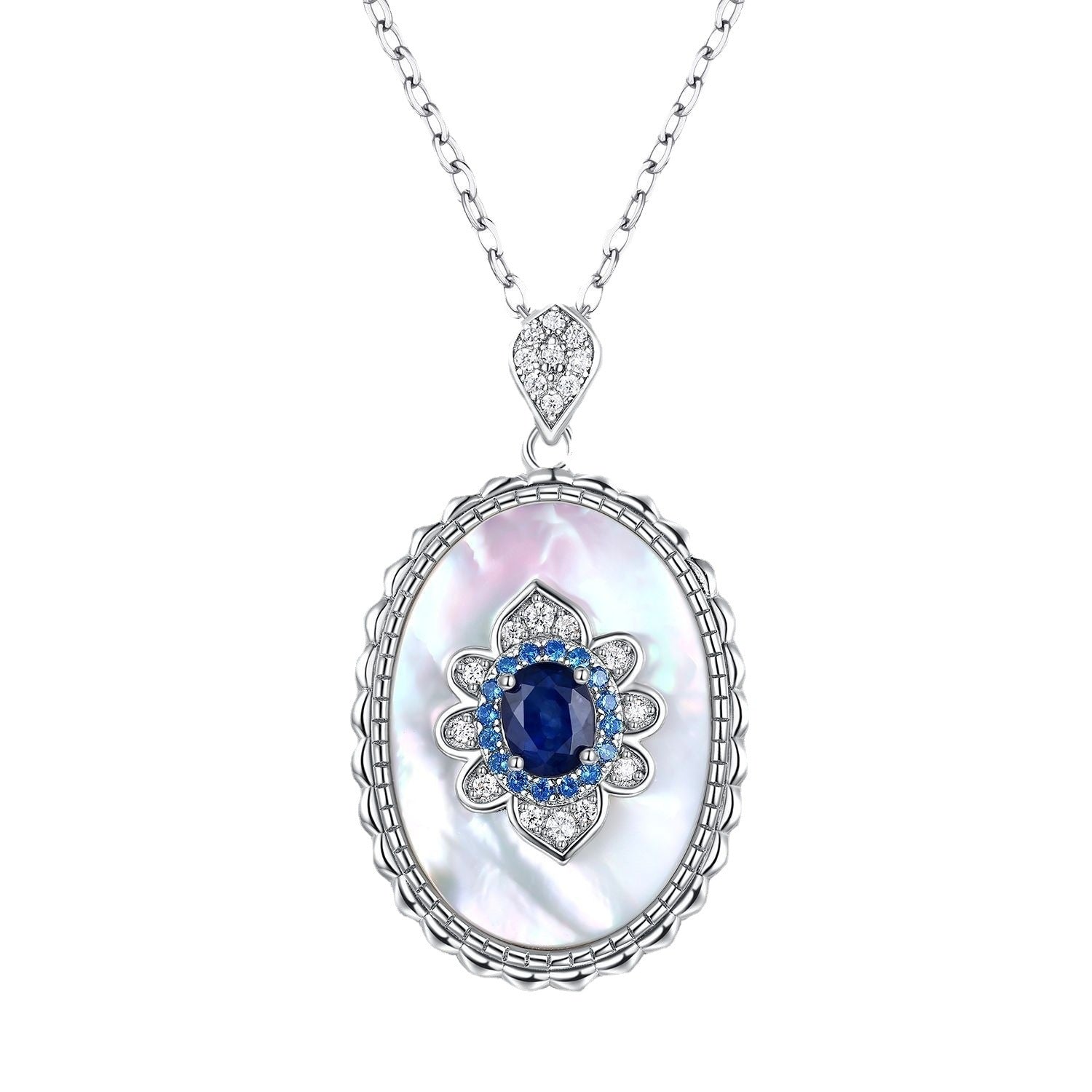 Celestia Sapphire Bloom Pendant Necklace