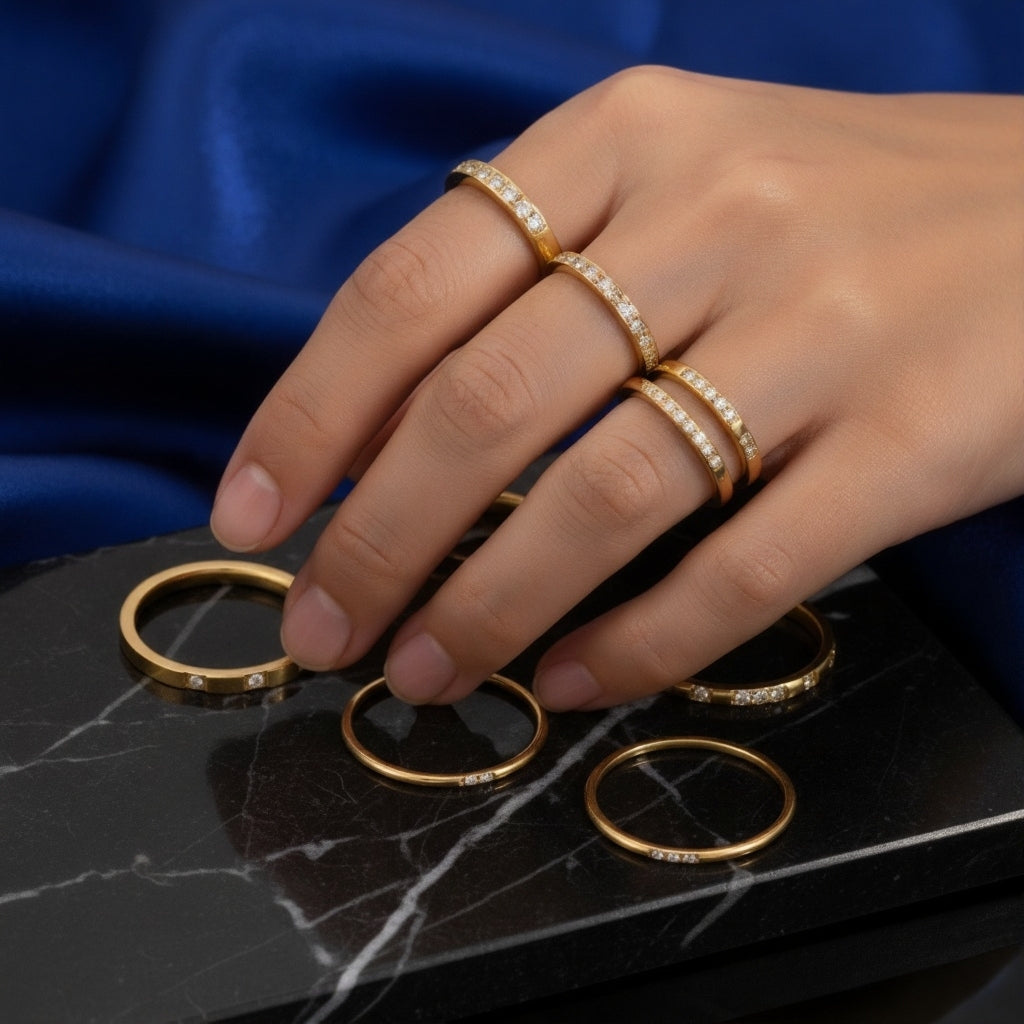 18K Gold Elegant Ring Set