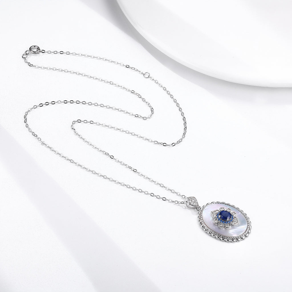 Celestia Sapphire Bloom Pendant Necklace