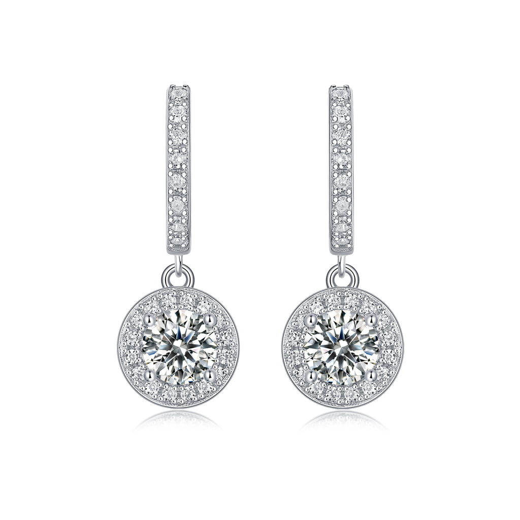 Diamond Halo Drop Earrings