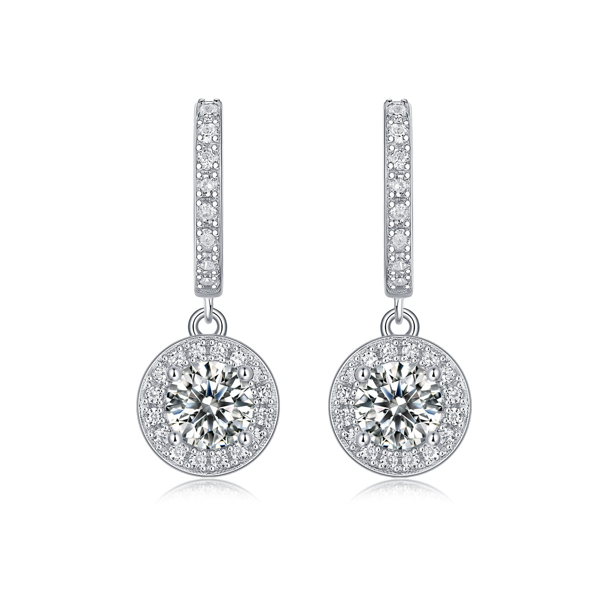 Diamond Halo Drop Earrings