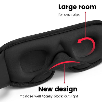 Sleep Eye Mask for Men Women, Zero Eye Pressure 3D Sleeping Mask, 100% Light Blocking Patented Design Night Blindfold, Soft Eye Shade Cover for Travel