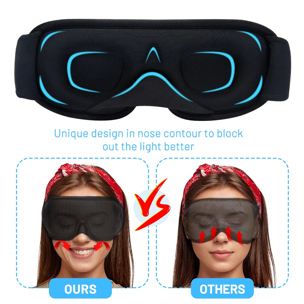 Sleep Eye Mask for Men Women, Zero Eye Pressure 3D Sleeping Mask, 100% Light Blocking Patented Design Night Blindfold, Soft Eye Shade Cover for Travel