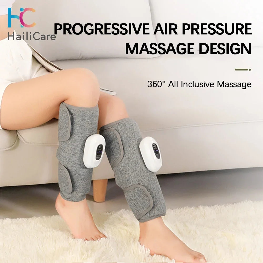 Leg Massager for Circulation and Pain Relief, Calf Air Compression Massager with Heat, Leg Massager with 3 Intensities, 3 Modes, Easy to use, Muscle Relaxation, 360° Air Pressure