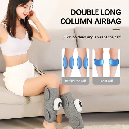 Leg Massager for Circulation and Pain Relief, Calf Air Compression Massager with Heat, Leg Massager with 3 Intensities, 3 Modes, Easy to use, Muscle Relaxation, 360° Air Pressure