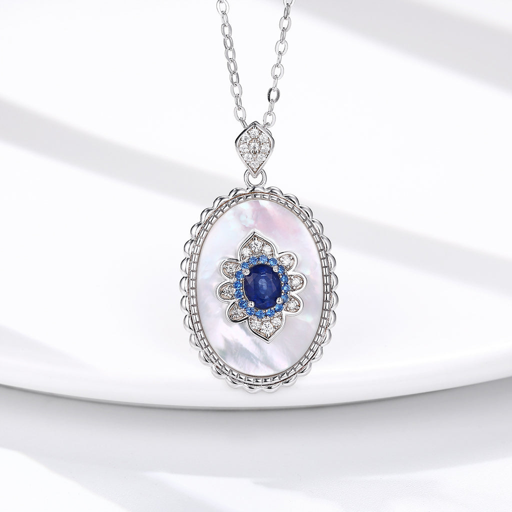 Celestia Sapphire Bloom Pendant Necklace
