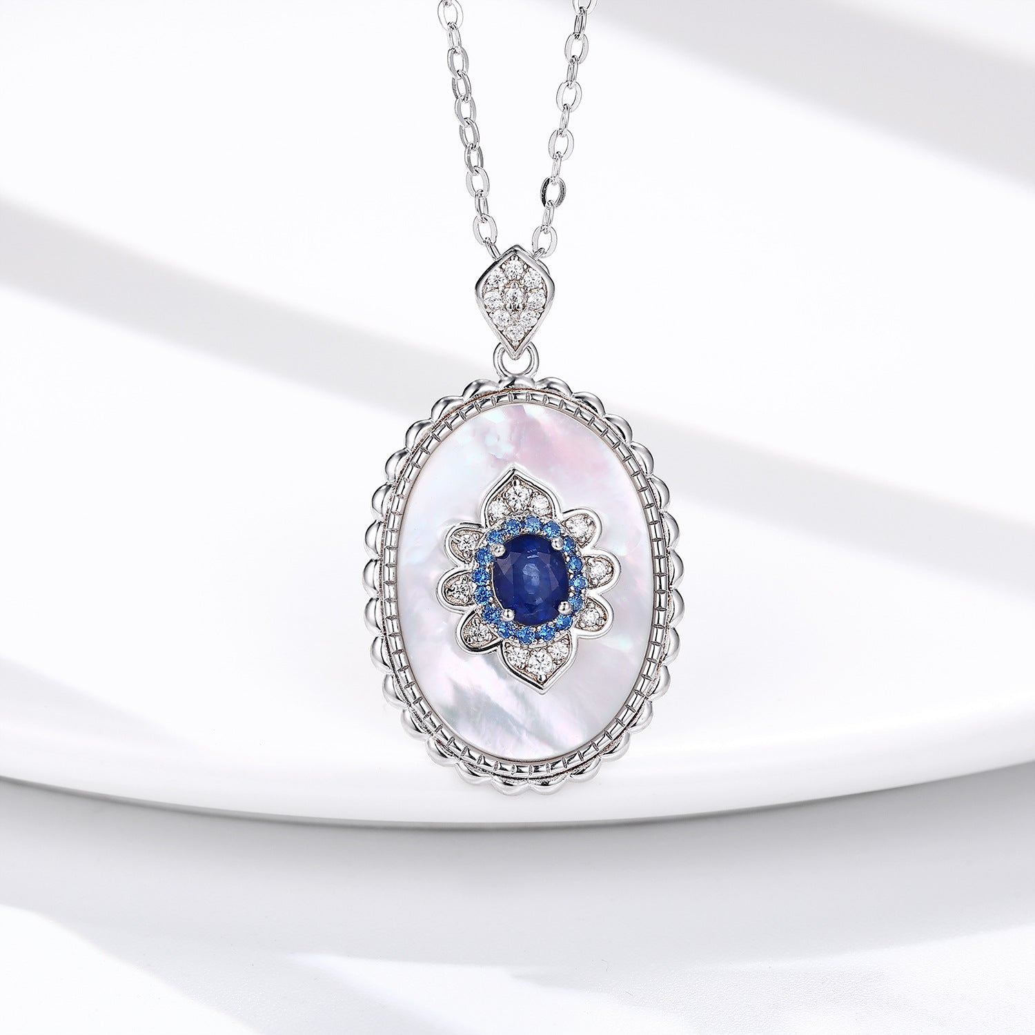 Celestia Sapphire Bloom Pendant Necklace