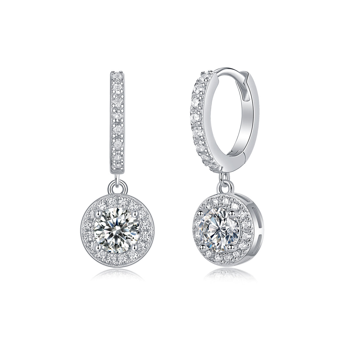 Diamond Halo Drop Earrings