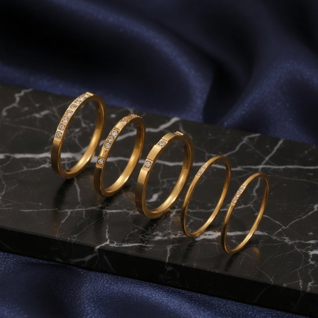 18K Gold Elegant Ring Set